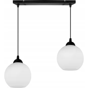 ZÁVĚSNÉ STROPNÍ SVÍTIDLO LUSTR ČERNÝ SKLENĚNÝ BÍLÝ STÍNIDLO LIŠTA KOULE LOFT