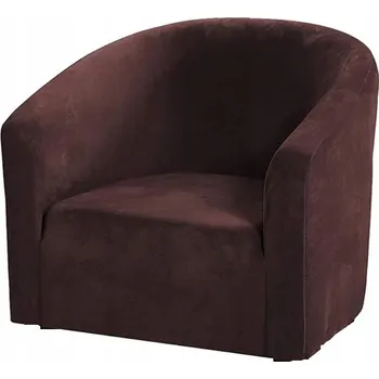 Napínací potah POTAH NA KŘESLO KLUB CLUB BAR SAMETOVÝ PRÉMIOVÝ ELASTICKÝ HNĚDÝ