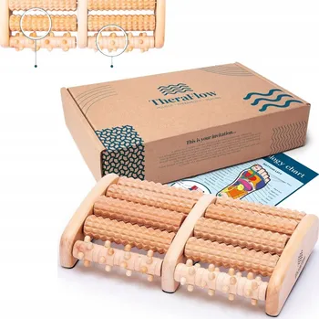 Masážní přístroj RELAXAČNÍ MASÁŽNÍ PŘÍSTROJ S DVOJITÝM DŘEVĚNÝM VÁLEČKEM NA NOHY - DOKONALÝ DÁREK