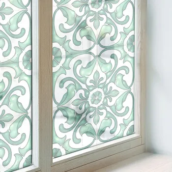 Polep vozidla Mléčná dýha Fólie na okno Balkon Sklo Zelená symetrie 50x116