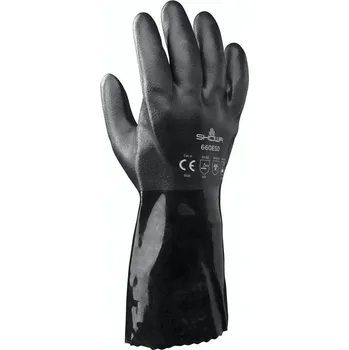 Pracovní rukavice Antistatické rukavice odolné proti oleji s PVC povrchem SHOWA 660 ESD Černé, velikost 10/XL