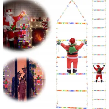 Vánoční dekorace SVĚTELNÝ ŘETĚZ ŽEBŘÍK LED RGB SVATÝ Mikuláš METRY NA VÁNOČNÍ STROMEK OKNO