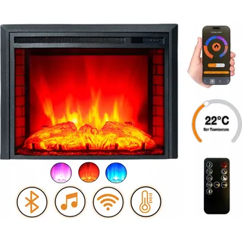 Volně stojící elektrický krb DLC Home s Bluetooth reproduktorem, WiFi a ovládáním přes aplikaci