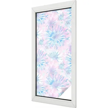 Okenní dekorace Fólie na okna mléčná, samolepicí, okenní fólie na balkon, květinové akvarely 50x116 cm