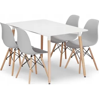 Jídelní set Sada: Obdélníkový stůl ADRIA 120x80 bílý + 4 židle OSAKA šedé