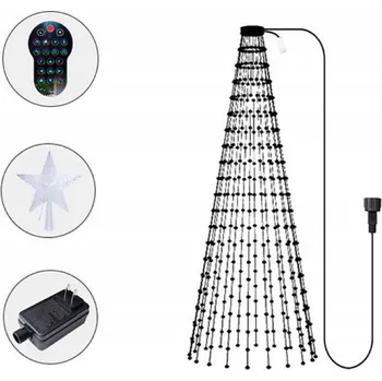 Vánoční dekorace CHYTRÉ VÁNOČNÍ OSVĚTLENÍ 1,5M 300 LED S HVĚZDOU, OVLÁDÁNÍ APLIKACÍ A DÁLKOVÝM OVLADAČEM, HARMONO