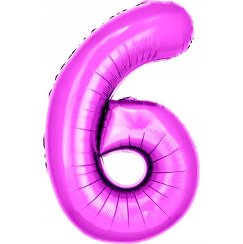 Balónek Fóliový balónek ve tvaru číslice 6, fuchsiová barva, 100 cm