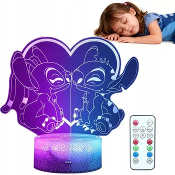 Lampička Noční Lampa LED 3D Pohádka Lilo a Stitch Soška Dálkové ovládání pro děti