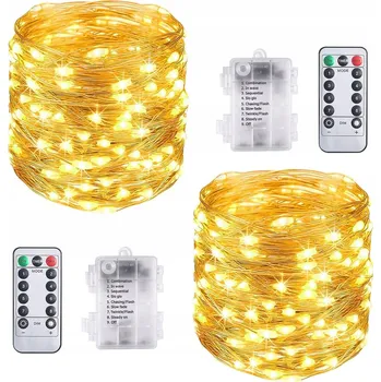 Vánoce LED světelný řetěz 2x10M 100 LED diod DÁLKOVÝ OVLADAČ Vodotěsný Teplá bílá