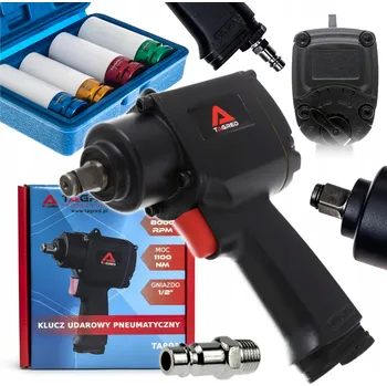 PNEUMATICKÝ RÁZOVÝ UTAHOVÁK MINI KRÁTKÝ 1/2" 1100 Nm SILNÝ + SADA NÁSTRČNÝCH KLÍČŮ