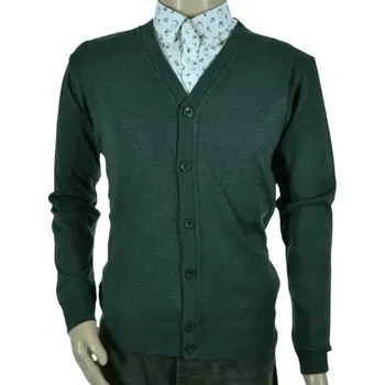 Pánský svetr Pánský svetr rozepínací kardigan na knoflíky do V, vlněný, z vlny, velikost M