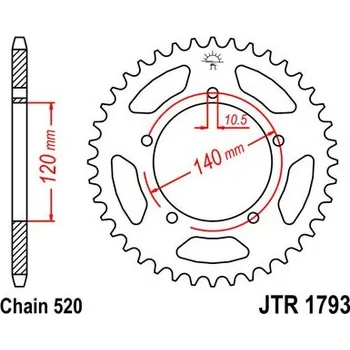 Řetězová sada pro motocykl Řetězová rozeta JT JTR 1793-45 45 zubů, 520