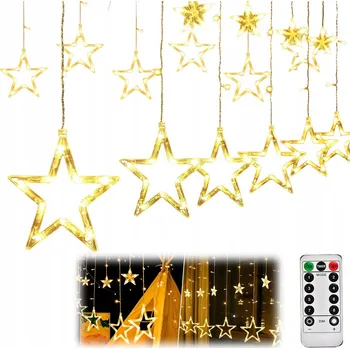 Vánoční dekorace SVĚTELNÝ ZÁVĚS LED HVĚZDIČKY Vánoční Světýlka Girlanda na Okno na Stromeček