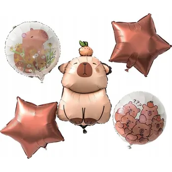 Balónek Sada fóliových balónků matných 5 KUSŮ s KAPIBAROU, vícebarevné