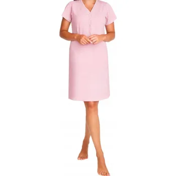 Dámská noční košile Noční těhotenská košile Anda růžová S/M bavlněná s krátkým rukávem