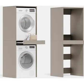 Koupelnový nábytek Skříň pro pračku a sušičku DANTE 187 x 65 x 66 cm, nábytek nad pračku, šedá