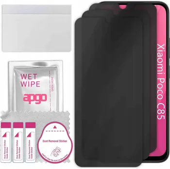 Pouzdro na mobilní telefon 3x Hybridní Sklo s Filtrem Soukromí pro Xiaomi Poco C85, PRIVACY