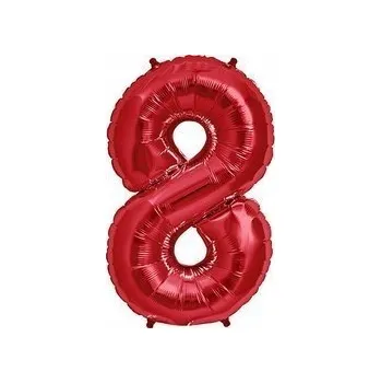 Balónek FÓLIOVÝ BALÓNEK ČÍSLICE 8 ČERVENÝ VELKÝ 100 CM NA HELIUM NAROZENINY