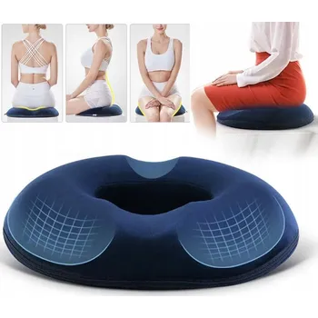 Polštář Poduszka ortopedyczna do siedzenia modrý, paměťová pěna, antialergenní