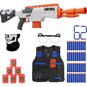Dětská zbraň PISTOLE NERF FORTNITE AUTOMATICKÁ PUŠKA IR E9392 SADA MEGAPACK