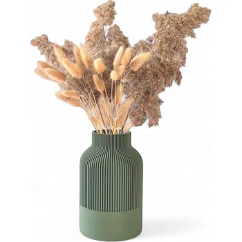 Váza Robustní nerozbitná váza na květiny 17,5 cm Khaki Olivová váza boho Japandi