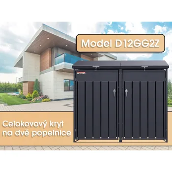 Popelnice Přístřešek na popelnice D12GG2Z, na 2 s dvěma zámky proti větru a krádeži
