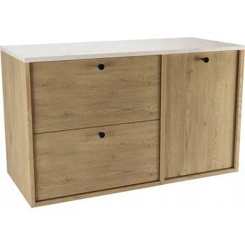 Koupelnový nábytek Koupelnová skříňka s košem na prádlo 100 cm Dub Cremona/Bílý Mramor Belino