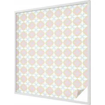 Okenní dekorace Dekorativní mléčná vitrážová fólie na okno s pastelovým ornamentem 100x116 cm