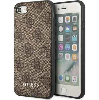 Pouzdro na mobilní telefon Zadní Kryt Guess pro Apple iPhone 7/8/SE 4G Metal Gold Logo hnědý