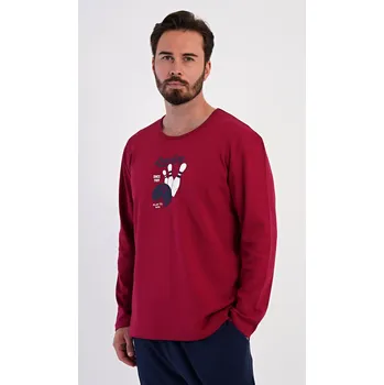Pánské pyžamo Vienetta MAN Pánské pyžamo dlouhé Bowling Barva: Bordó, Velikost: XL
