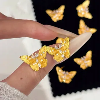 Náušnice Dámské náušnice s motýly, starožitné, stříbro 925, zlato