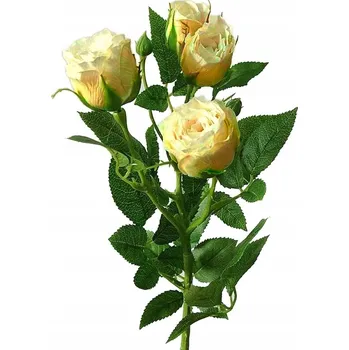 umělá květina Žlutá větev růže 70 cm Květina Dekorace na svatbu – 4 hlavičky