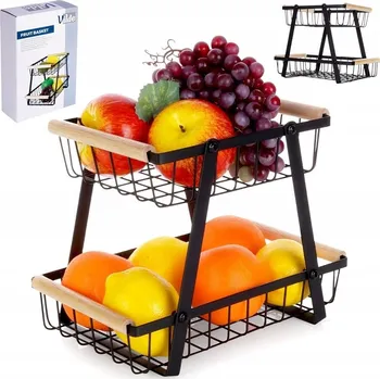 Obraz Koš na ovoce Vilde kovový béžový černý dvoupatrový