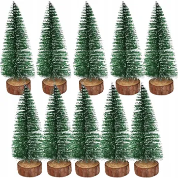 Vánoční dekorace 10x VÁNOČNÍ STROMEK SE TŘPYTKAMI NA KMENI UMĚLÝ MINI OZDOBA SVÁTEČNÍ DEKORACE 20 CM