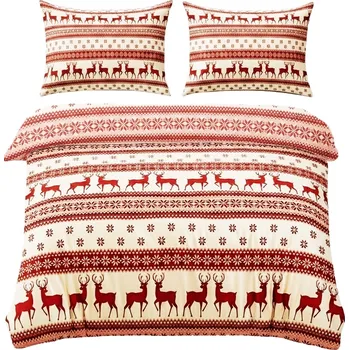 Povlečení POVLEČENÍ VÁNOČNÍ SADA 220x200 + 2 x 70x80cm Oboustranné -