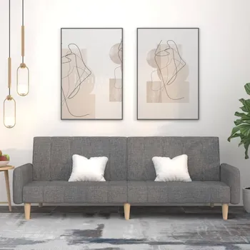 Pohovka zahrada-XL 2místná rozkládací pohovka světle šedá textil 375758