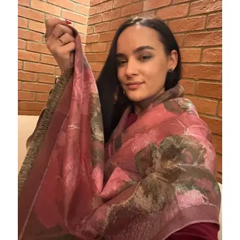 Šála Dámsky šál Kvety - růžová