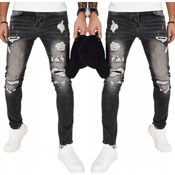 Pánské džíny PÁNSKÉ ČERNÉ DŽÍNY S DÍRAMI A ODĚRKAMI ux4152 - 31