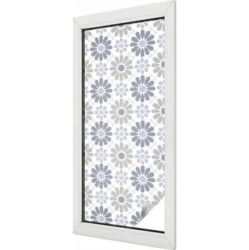 Okenní dekorace Fólie Vitrážová dýha Samolepicí Mléčná na okno Květinová mozaika 50x116