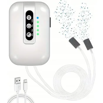 Obraz AKVÁRIOVÉ AIR PUMP PRO AKVÁRIA 30-100 L SE 2 VÝSTUPY, NABÍJECÍ PŘES USB