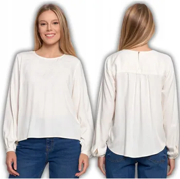 Dámská košile Moraj dámská košile s dlouhým rukávem, bez vzoru, bílá halenka, elegantní košile, velikost S