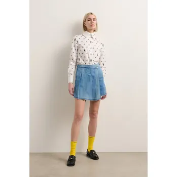 Dámská sukně SUKNĚ KARL LAGERFELD KLXDISNEY PLEATED DENIM SKORT MID BLUE DENIM