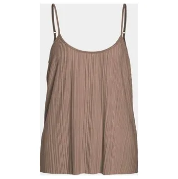 Dámské tričko Vila dámský top hnědý klasický střih velikost M