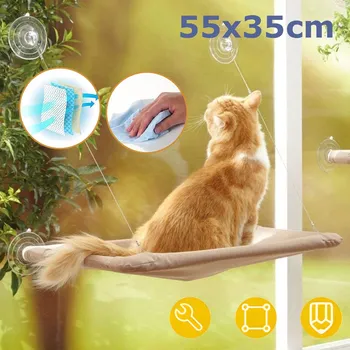 HAMAKA PRO KOČKY, PELÍŠEK PRO KOČKY SE 4 SILNÝMI PŘÍSAVKAMI, 55 X 35 CM