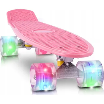 Skateboard Skateboard MalPlay růžový 56 cm se svítícími kolečky 60 mm ABEC-7