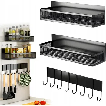 police SADA 2x Magnetická police na lednici, pračku + police s háčky