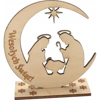 Vánoční dekorace DŘEVĚNÁ OZDOBA POD VÁNOČNÍ STROMEK BETLÉM S GRAVÍROVÁNÍM VÁNOCE