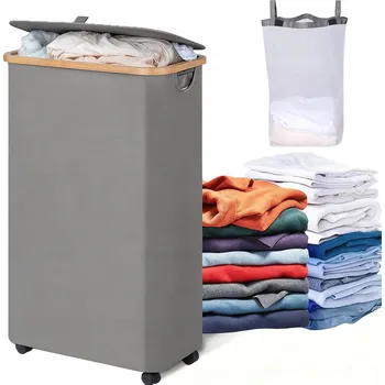 Koš na prádlo Koš na prádlo, hračky, podložka na jógu na kolečkách, skládací, úzký, 75 l