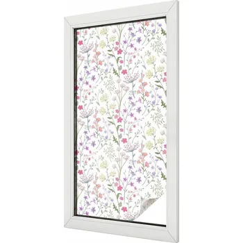 Okenní dekorace Samolepicí okenní Fólie Mléčná dekorativní květinová louka 50x100 cm
