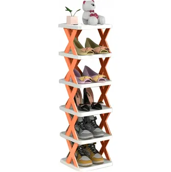 SKLÁDACÍ BOTNÍK POLICE ORGANIZÉR 6 PATROVÝ NASTAVITELNÝ ORANŽOVÝ 80CM